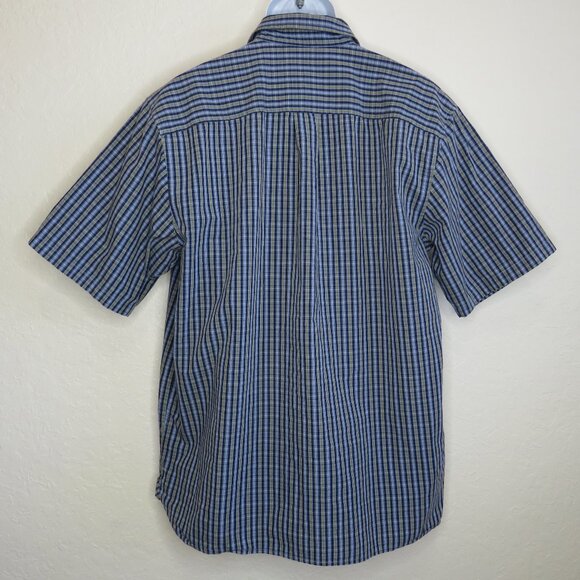 Covington* Men's Short Sleeve Button Down Curved Hem Pocket Plaid Shirt~ Large‎ - Picture 2 of 11